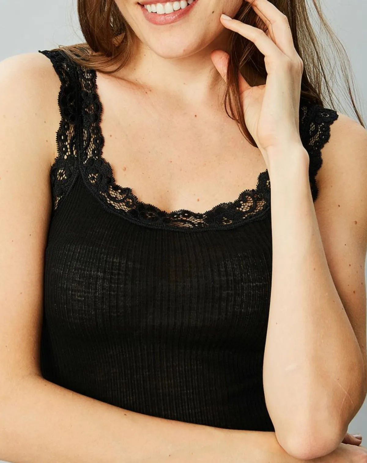 Mare Lingerie, Nuit|Débardeur Catherine en Laine & Soie noir