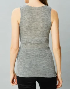 Mare Lingerie, Nuit|Débardeur Célia en Laine & Soie gris