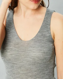 Mare Lingerie, Nuit|Débardeur Célia en Laine & Soie gris