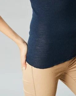 Mare Lingerie, Nuit|Débardeur Célia en Laine & Soie bleu