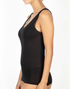 Mare Tops Et Blouses|Débardeur Dora en Coton avec dentelle noir