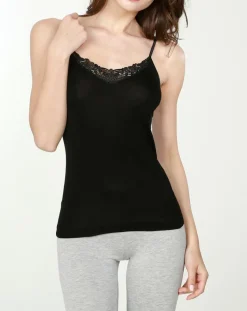 Mare Lingerie, Nuit|Débardeur en Coton fines bretelles noir