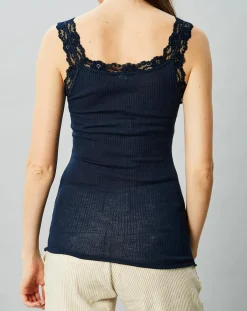 Mare Lingerie, Nuit|Débardeur en Laine & Soie bleu