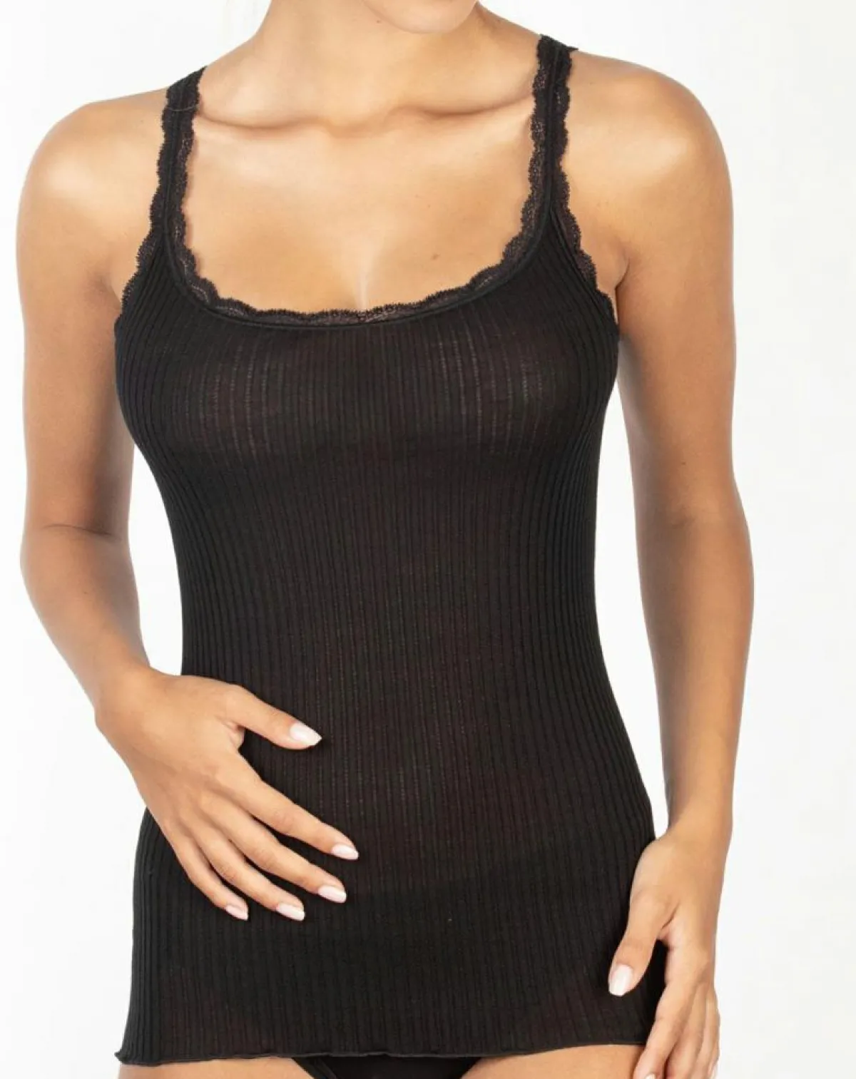 Mare T-Shirts|Débardeur fines bretelles en Laine mélangée noir