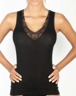 Mare Lingerie, Nuit|Débardeur Laine et Soie noir