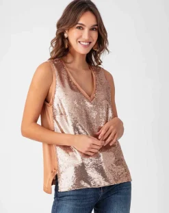 Bleu Blanc Rouge Tops Et Blouses|Débardeur Lina beige/doré