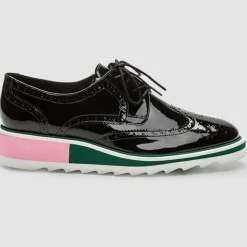 Cosmoparis Derbies|Derbies en Cuir Vernis Vallea noires - Talon 5 cm