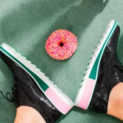 Cosmoparis Derbies|Derbies en Cuir Vernis Vallea noires - Talon 5 cm