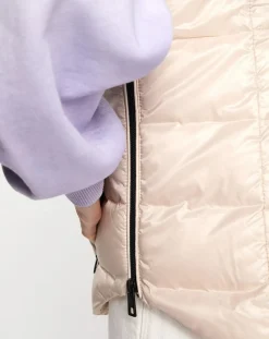 Esprit Manteaux|Doudoune à capuche sans manches beige