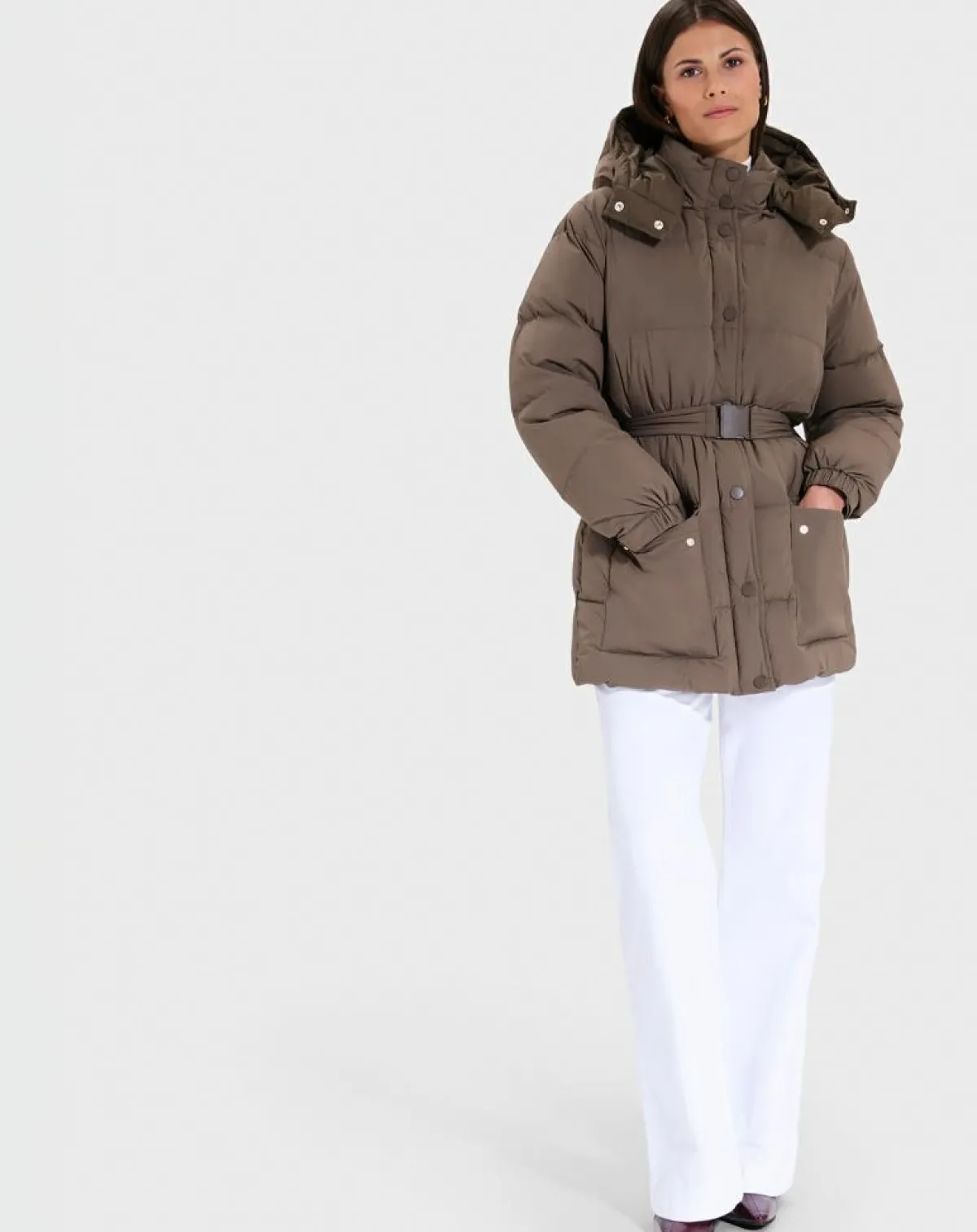 Zapa Manteaux|Doudoune ceinturée Dilek kaki marron