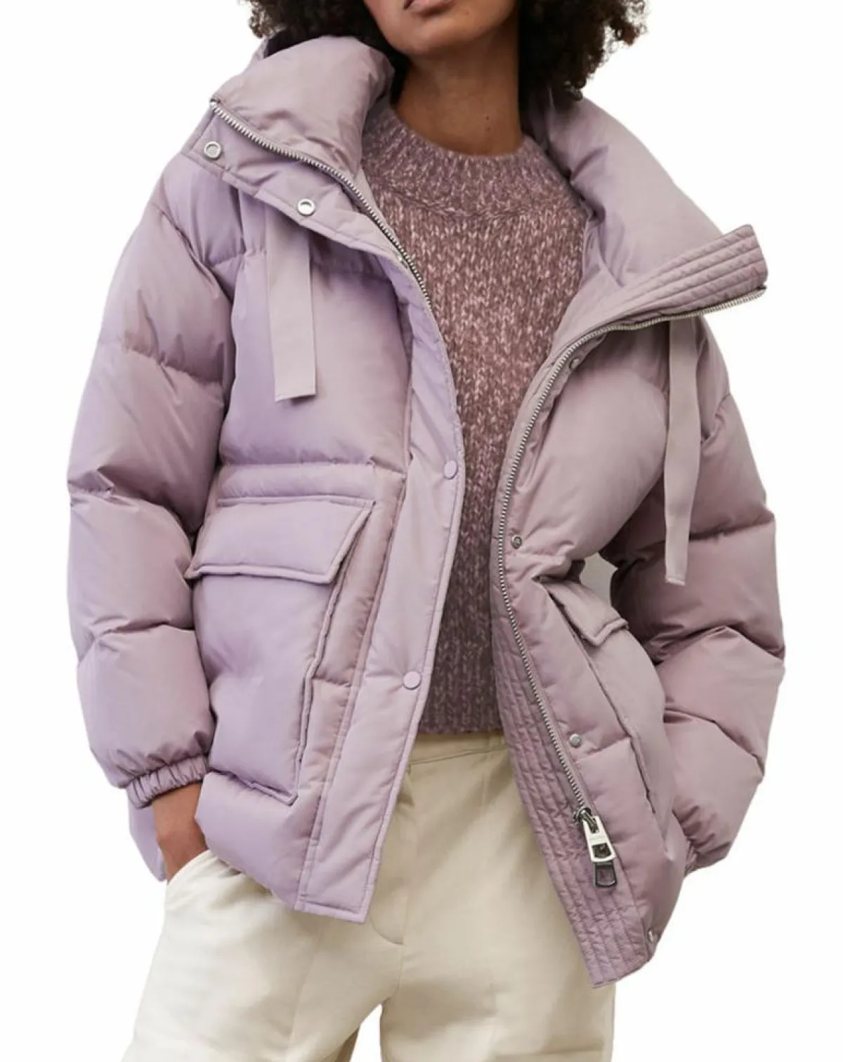 Marc O'Polo Manteaux|Doudoune courte à capuche violet clair