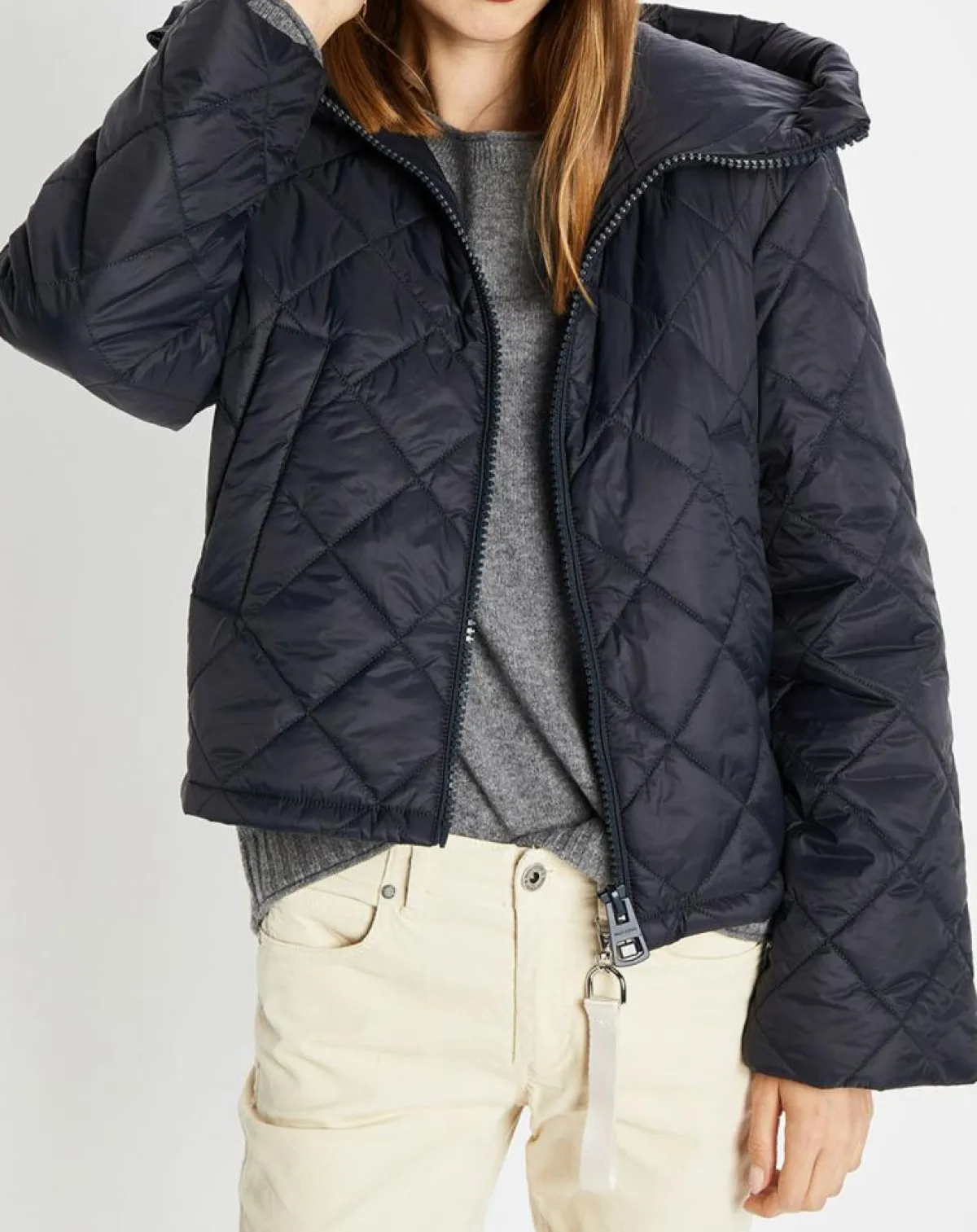 Marc O'Polo Manteaux|Doudoune Courte à Capuche bleu marine