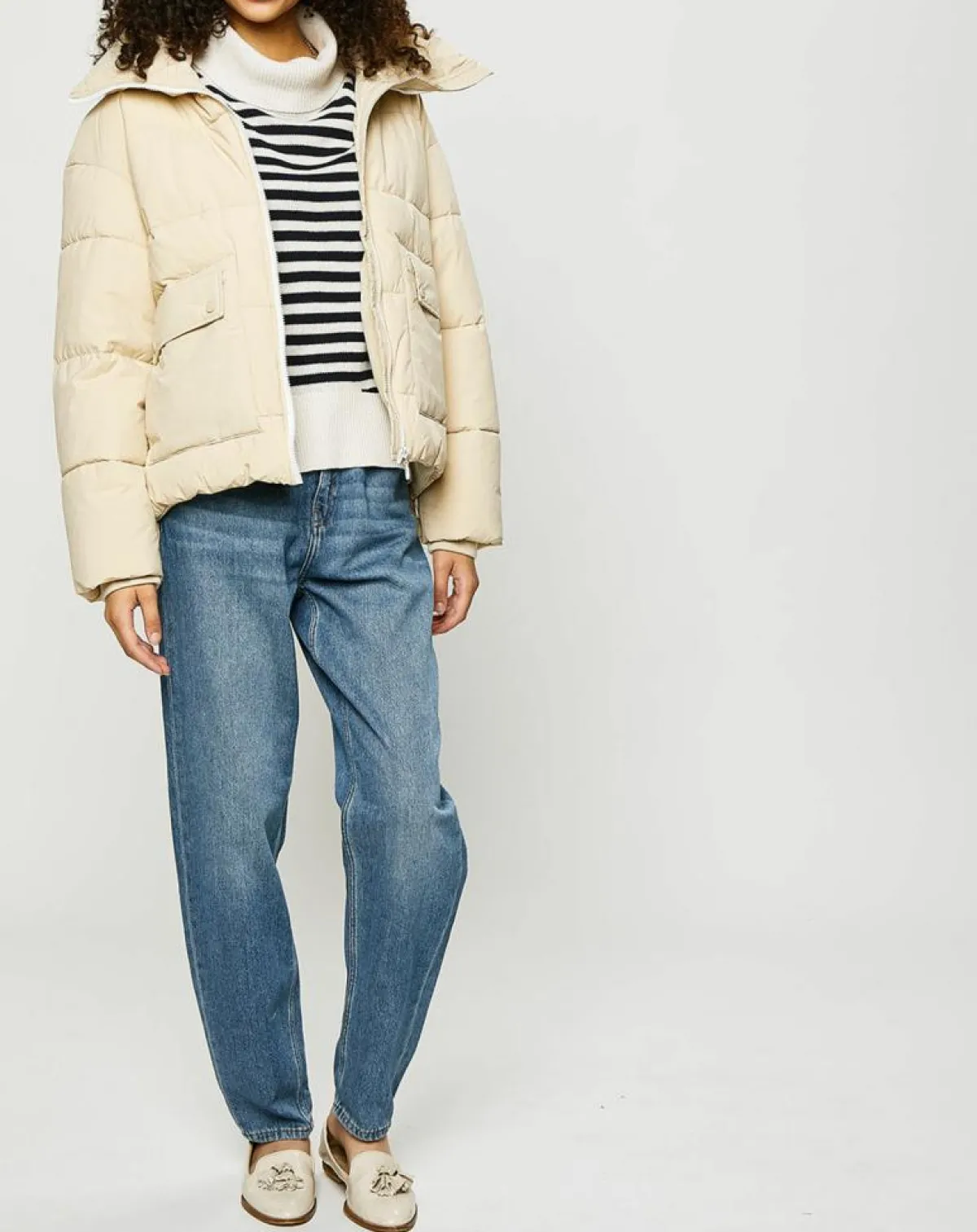 Esprit Manteaux|Doudoune courte col montant zip collection EDC by beige