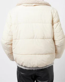 Esprit Manteaux|Doudoune courte doublée intérieur fourré sherpa écrue