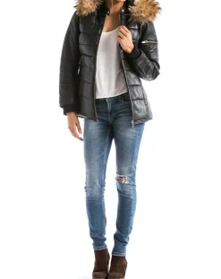 Blue Wellford Manteaux|Doudoune en Cuir Adige noire