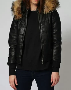 Chyston Vestes, Blousons|Doudoune en Cuir Chelia noire