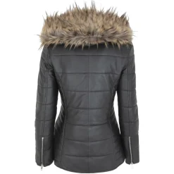 Chyston Manteaux|Doudoune en Cuir d'Agneau Clarence noire