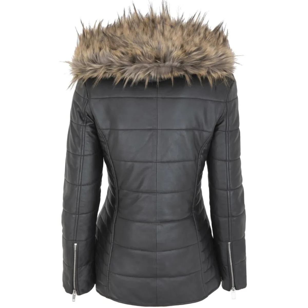 Chyston Manteaux|Doudoune en Cuir d'Agneau Clarence noire