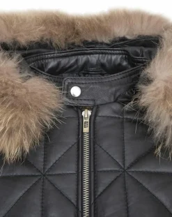 Chyston Manteaux|Doudoune en Cuir Kinabalu noire