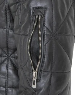 Chyston Manteaux|Doudoune en Cuir Kinabalu noire