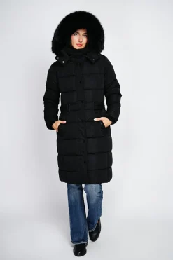 Assuili Manteaux|Doudoune longue avec isolation thermique jusqu'à -20 °C noir