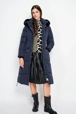 Assuili Manteaux|Doudoune longue bleu nuit