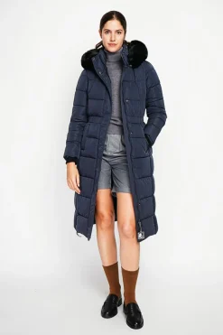 Assuili Manteaux|Doudoune longue bleu nuit
