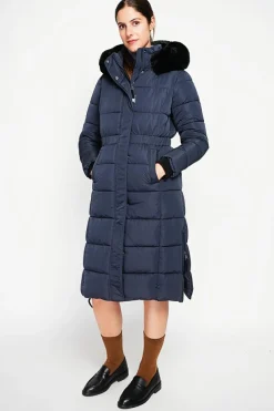 Assuili Manteaux|Doudoune longue bleu nuit
