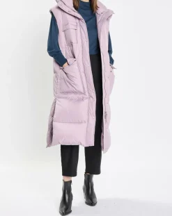 Marc O'Polo Manteaux|Doudoune longue sans manches 3 poches violet clair