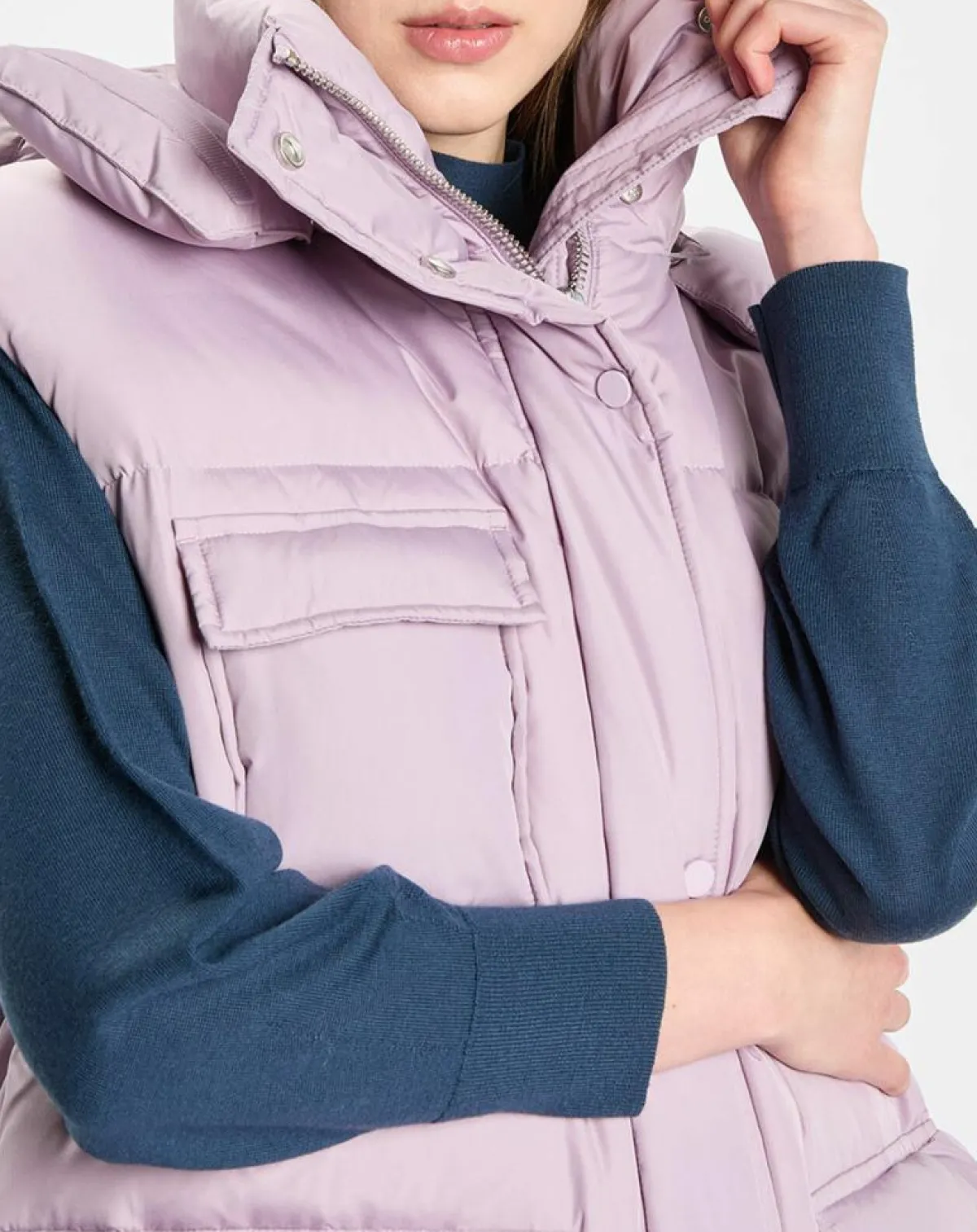 Marc O'Polo Manteaux|Doudoune longue sans manches 3 poches violet clair