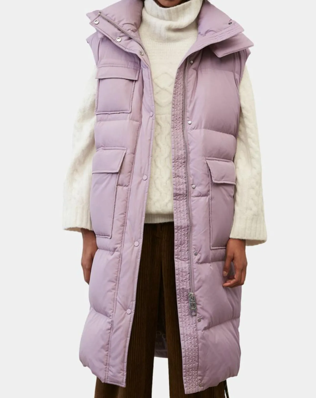 Marc O'Polo Manteaux|Doudoune longue sans manches 3 poches violet clair