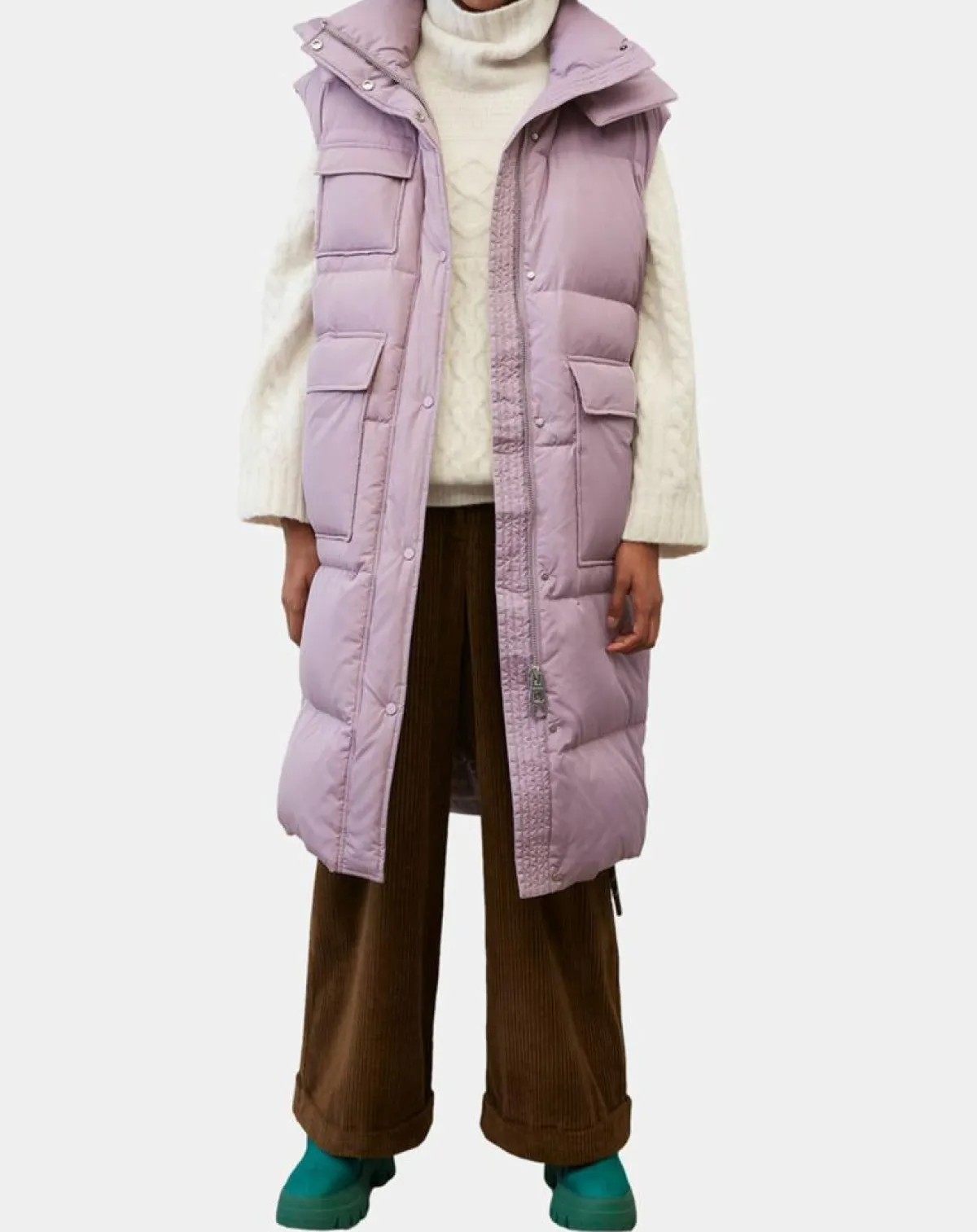 Marc O'Polo Manteaux|Doudoune longue sans manches 3 poches violet clair