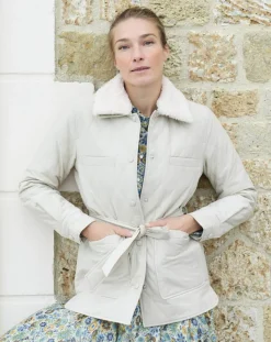 Caroll Manteaux|Doudoune Vancouver col fausse fourrure beige
