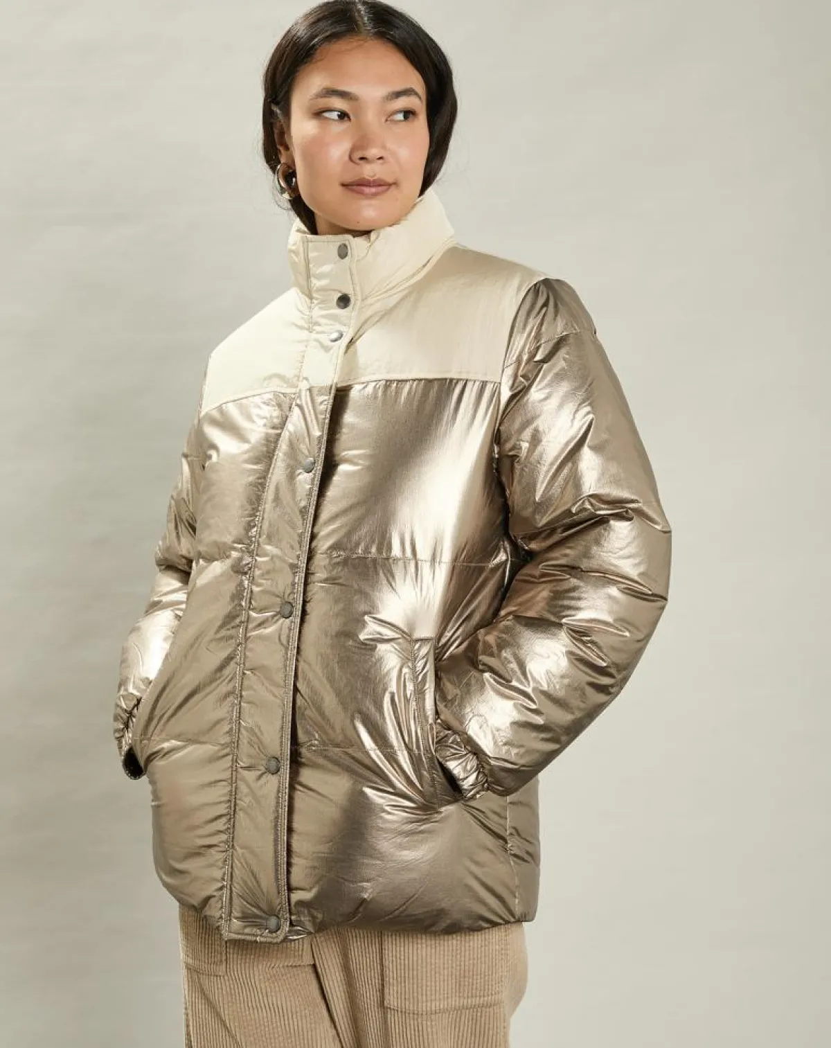 Hartford Manteaux|Doudoune Volfy Foil écru/bronze