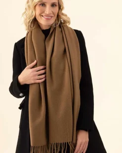 Indies Echarpes, Foulards|Echarpe 100% Laine Sandra camel - 160x54x10 cm