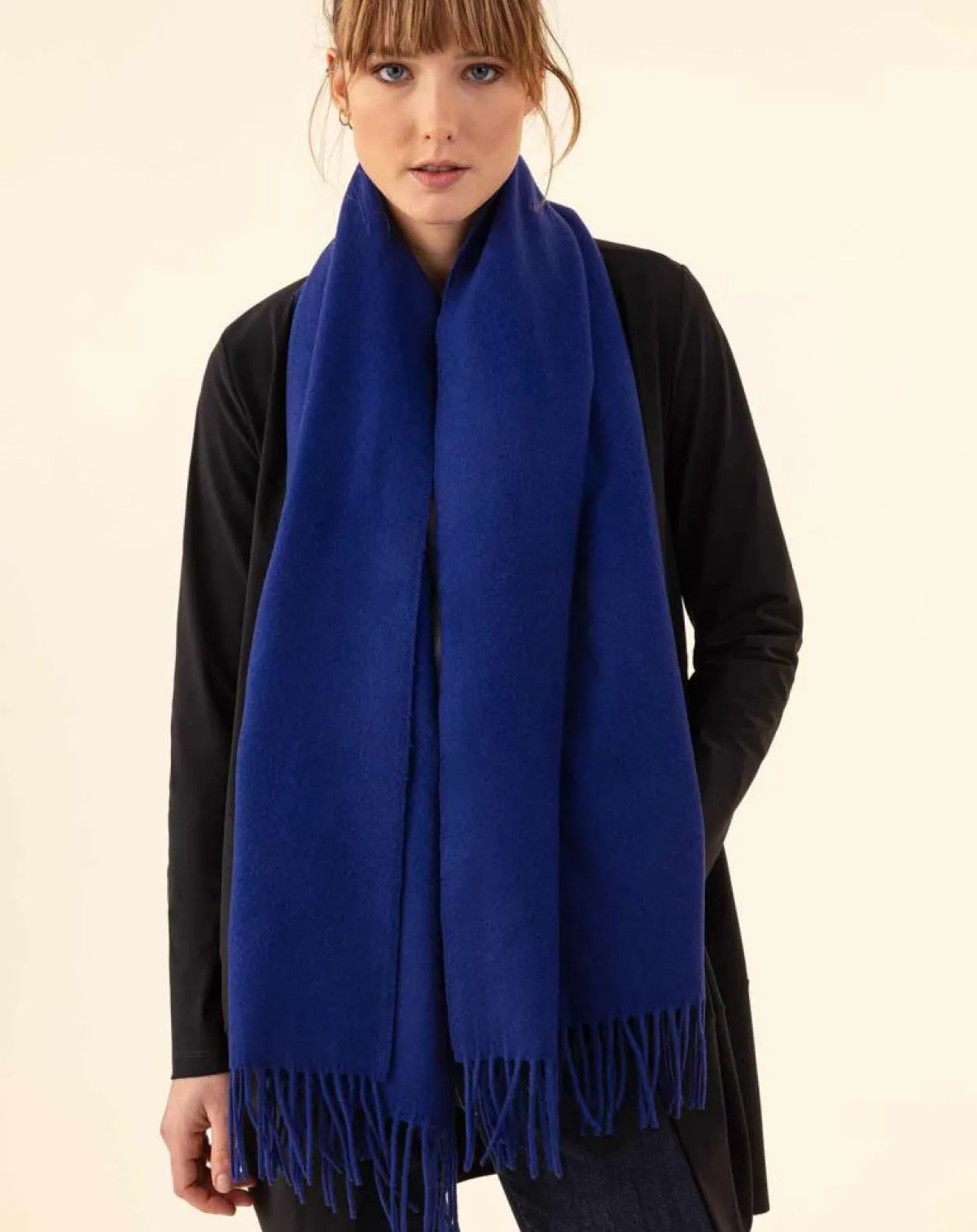 Indies Echarpes, Foulards|Echarpe 100% Laine Sandra indigo - 160x54x10 cm