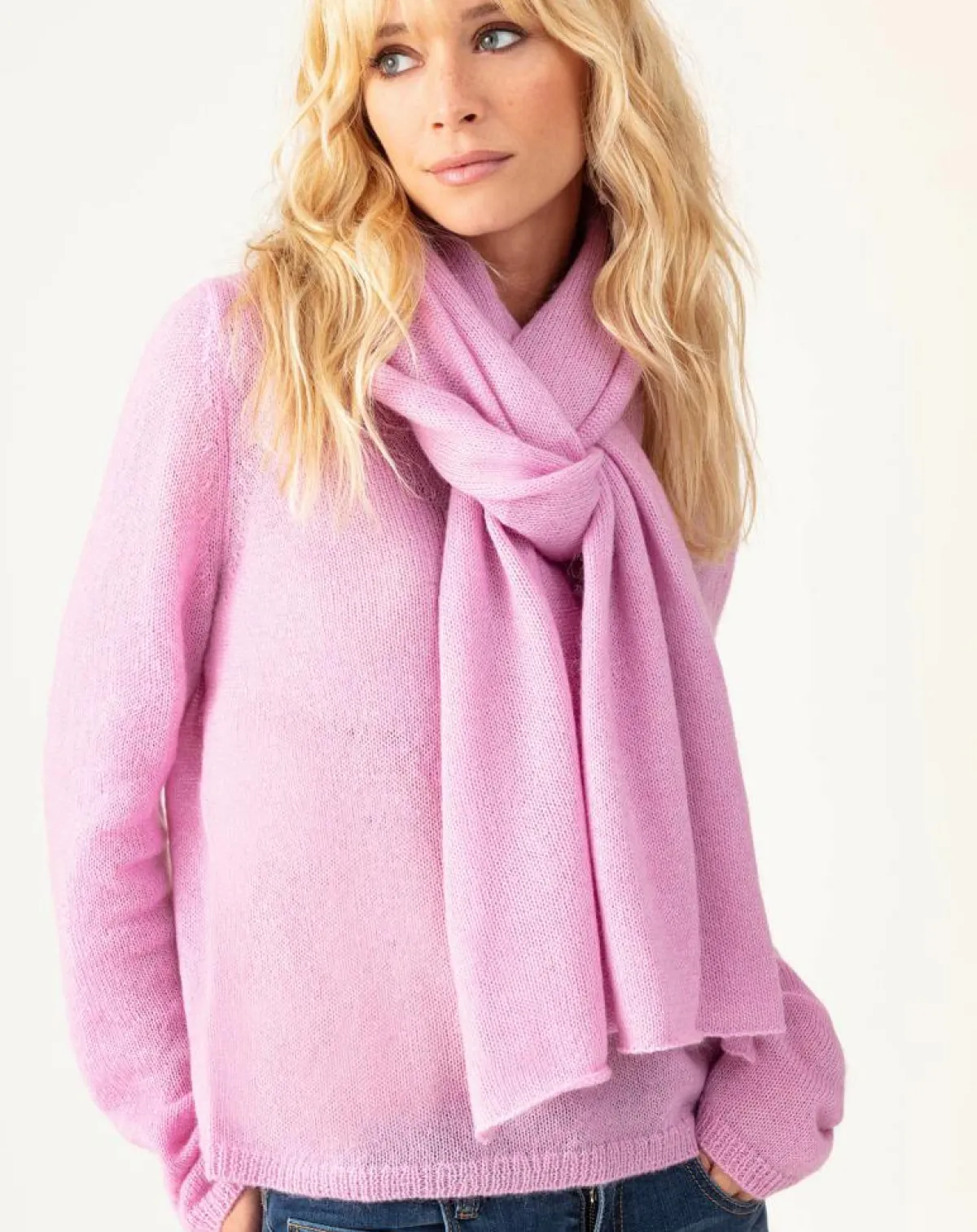 Indies Echarpes, Foulards|Echarpe en Kidmohair & Laine Lisam lilas - 50x90 cm