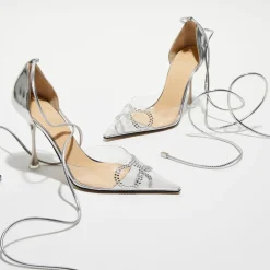 Mach & Mach Escarpins|Escarpins à Strass Lizzy argentés - Talon 9,5 cm