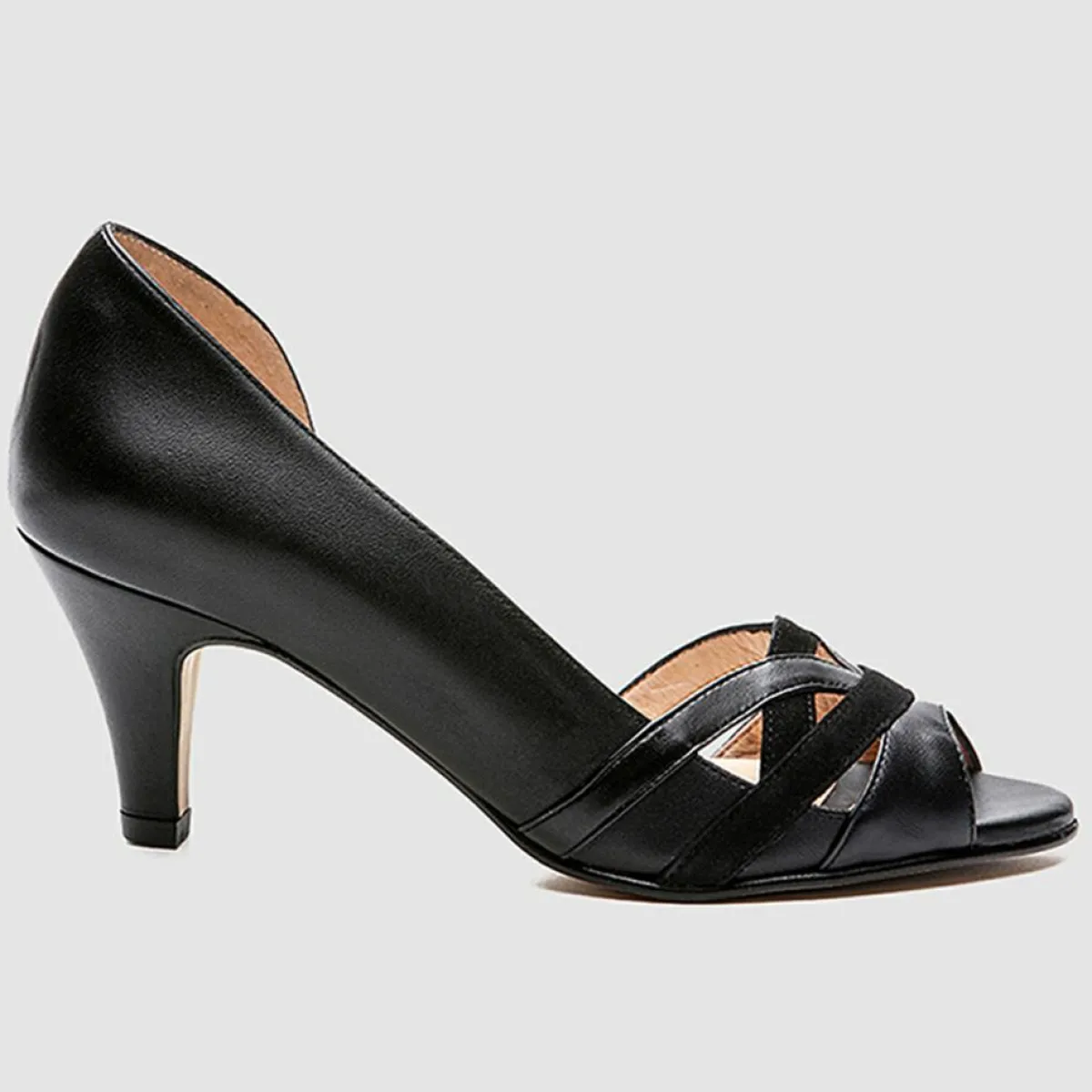 Cosmoparis Escarpins|Escarpins en Cuir et Velours de Cuir Laveda noirs - Talon 7 cm