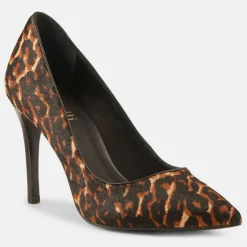 Minelli Escarpins|Escarpins en Cuir façon poulain Louise léopard - Talon 9 cm