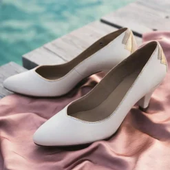 Bocage Escarpins|Escarpins en Cuir Izold blancs - Talon 6 cm