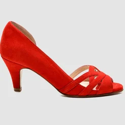 Cosmoparis Escarpins|Escarpins en Velours de Cuir Laveda corail - Talon 7 cm
