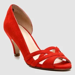 Cosmoparis Escarpins|Escarpins en Velours de Cuir Laveda corail - Talon 7 cm