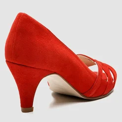 Cosmoparis Escarpins|Escarpins en Velours de Cuir Laveda corail - Talon 7 cm