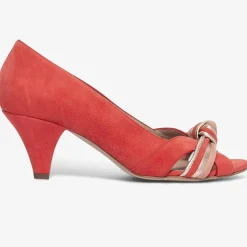 Bocage Escarpins|Escarpins en Velours de Cuir Didier rouge orangé - Talon 6 cm