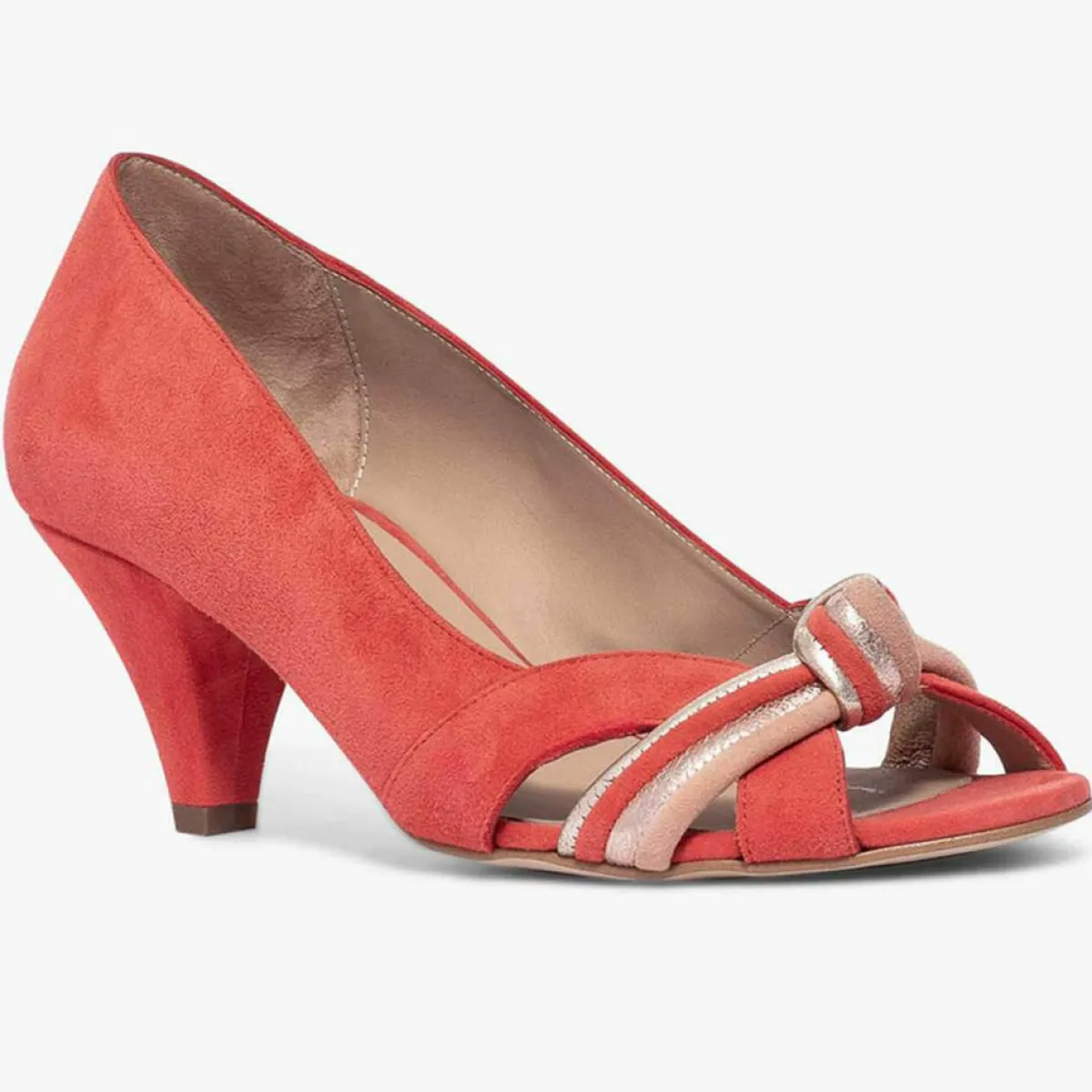 Bocage Escarpins|Escarpins en Velours de Cuir Didier rouge orangé - Talon 6 cm