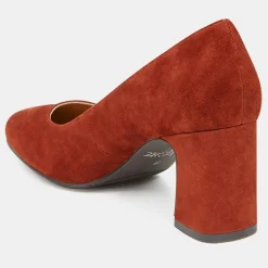 Galeries Lafayette Escarpins|Escarpins en Velours de Cuir Louis XV orange brique - Talon 7.5 cm