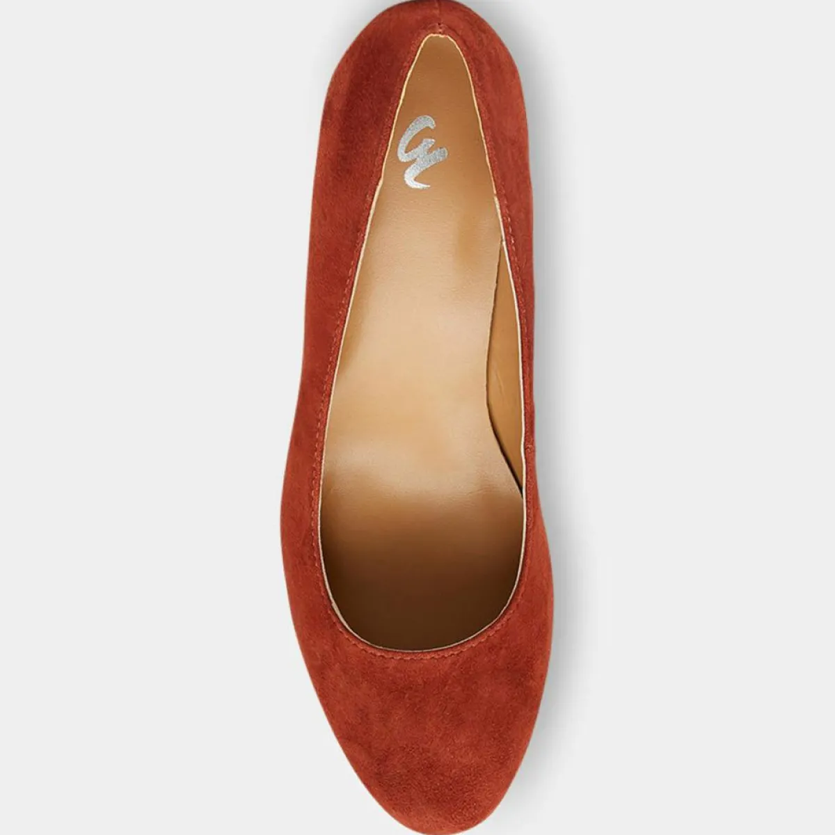 Galeries Lafayette Escarpins|Escarpins en Velours de Cuir Louis XV orange brique - Talon 7.5 cm
