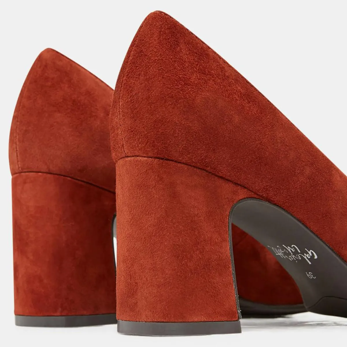 Galeries Lafayette Escarpins|Escarpins en Velours de Cuir Louis XV orange brique - Talon 7.5 cm