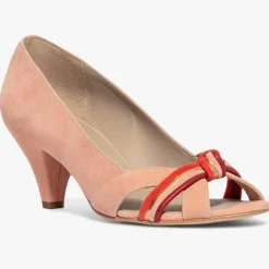 Bocage Escarpins|Escarpins en Velours de Cuir Daphne pêche - Talon 6 cm